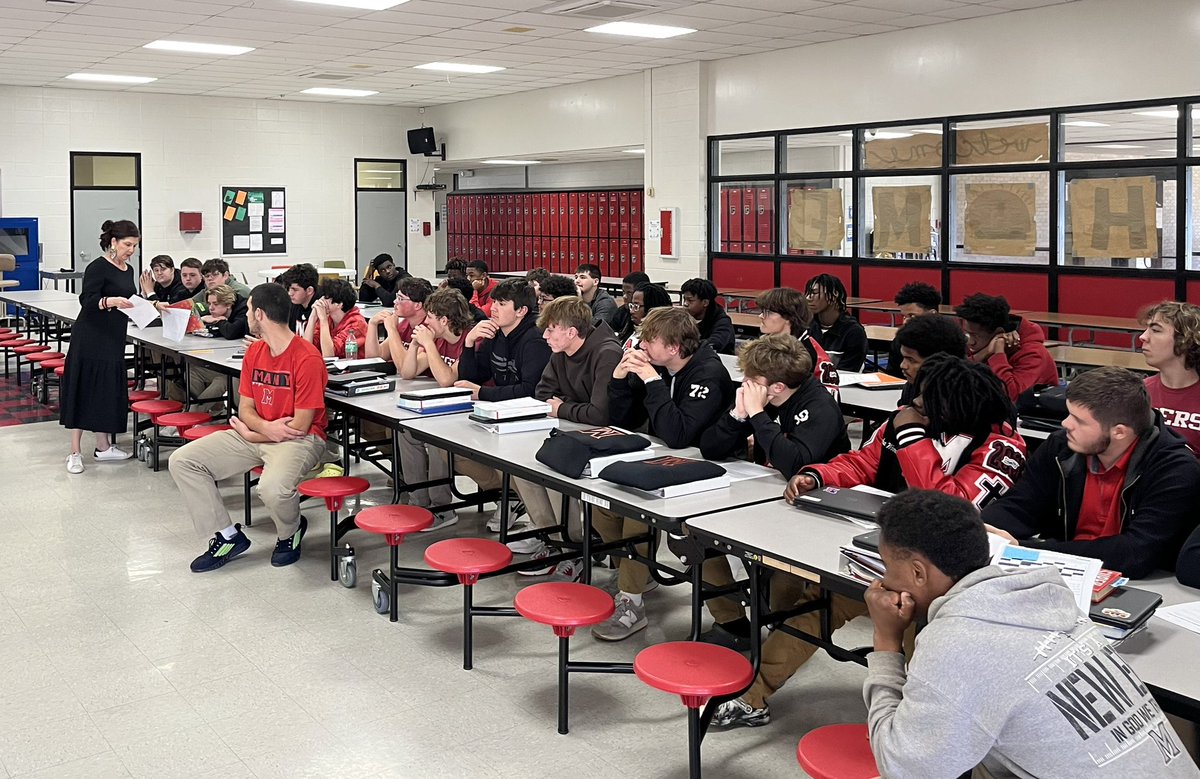 Complete buy-in for our first study hall. Mrs Ebarb spoke about graduation requirements, ACT, work keys, and LEAP testing. Following her speaking, students completed missing assignments, make up test, and retest. We finished with individual meetings with the coaching staff. #ABC