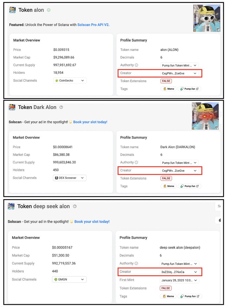 Bill_Ballzack's tweet photo. @Pump_Fun_Slayer @pumpdotfun @a1lon9 #darkalon was created by the same deployer wallet as #alon. But #deepalon was created by a DIFFERENT person and wallet, not the #alon dev!!
Deepalon team simply took over the _a1lon9 profile name on pumpfun. There's ZERO connection with #alon token.
The chain don't lie... https://t.co/eThPzl1Kmk