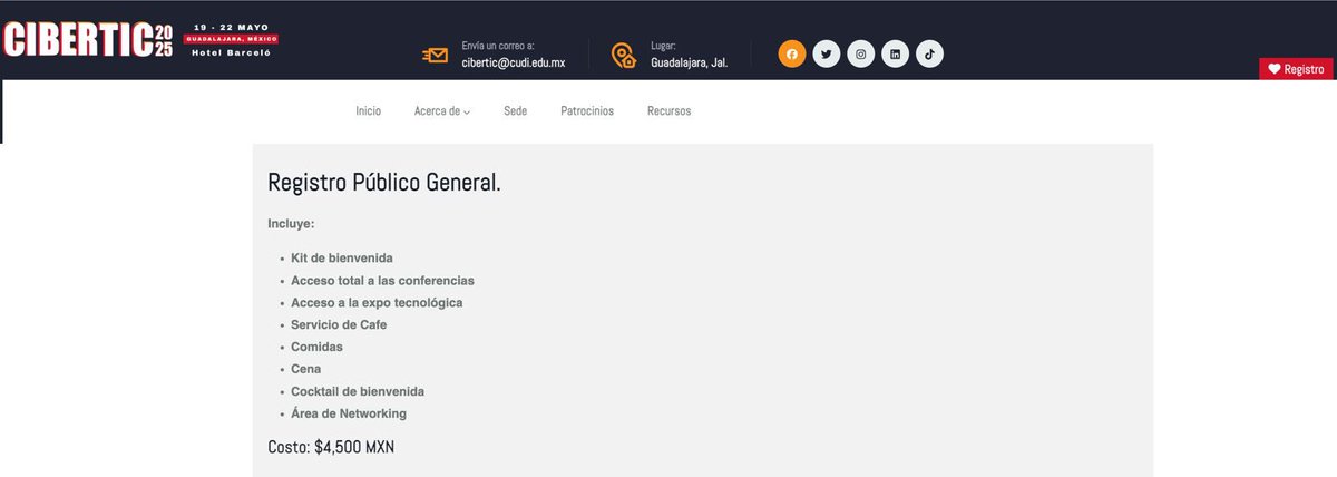 CIBERTIC2025's tweet image. ¡Se habilitó el registro CIBERTIC 2025! 
Sé el soporte de las ideas que cambiaran al mundo, comunicate con nosotros para ser parte del cambio.
@RedCUDI @RNP @CEDIAec @RENATAColombia @RedCLARA 
#Cibertic2025 #FormaParte #CiberticInvita #Gdl #TI #registro #Ciberseguridad