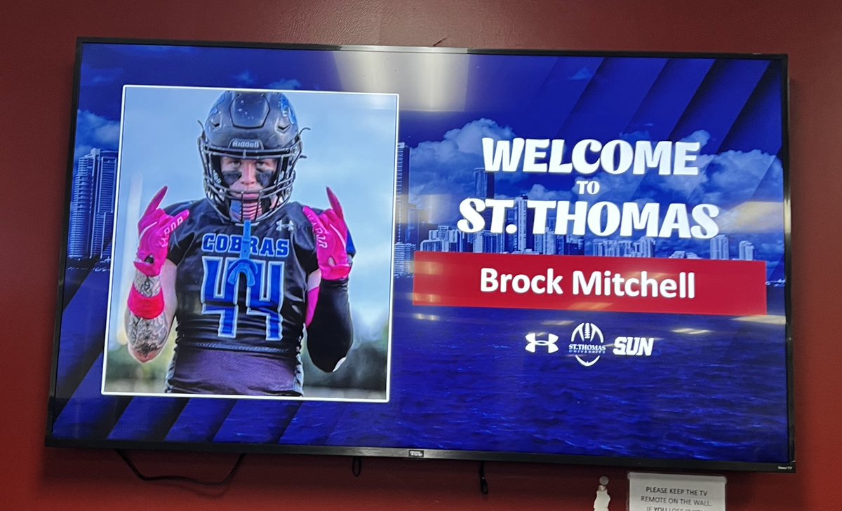 Brock Mitchell 2025 (@561_bam) on Twitter photo Had a great visit at St. Thomas University today โผ๏ธ
<a href="/dhan561/">Coach Donald Hanna</a> <a href="/Tony_Mitchell33/">Coach Tony Mitchell</a> <a href="/Coachrobnichols/">Robert Nichols</a> <a href="/CoachRod561/">Coach Rod ๐</a> <a href="/PVHSCobraFB/">ParkVistaHSFootball</a> <a href="/EraPrep/">New Era Prep</a> @CP_Photo2004 <a href="/ESPNTop63/">ESPN Top 63</a> <a href="/CoachHubbardSTU/">Von Hubbard</a> <a href="/CoachHubbardSTU/">Von Hubbard</a> <a href="/Coach_Marlow6/">Jairus Marlow</a> <a href="/Coach_Rychel/">Bill Rychel</a> <a href="/CoachRzyczycki/">Brad Rzyczycki</a> <a href="/STU_Athletics/">STU Athletics</a> Had a great visit at St. Thomas University today โผ๏ธ
<a href="/dhan561/">Coach Donald Hanna</a> <a href="/Tony_Mitchell33/">Coach Tony Mitchell</a> <a href="/Coachrobnichols/">Robert Nichols</a> <a href="/CoachRod561/">Coach Rod ๐</a> <a href="/PVHSCobraFB/">ParkVistaHSFootball</a> <a href="/EraPrep/">New Era Prep</a> @CP_Photo2004 <a href="/ESPNTop63/">ESPN Top 63</a> <a href="/CoachHubbardSTU/">Von Hubbard</a> <a href="/CoachHubbardSTU/">Von Hubbard</a> <a href="/Coach_Marlow6/">Jairus Marlow</a> <a href="/Coach_Rychel/">Bill Rychel</a> <a href="/CoachRzyczycki/">Brad Rzyczycki</a> <a href="/STU_Athletics/">STU Athletics</a>