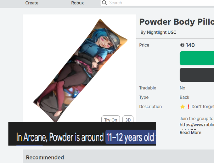 RealSchlep's tweet photo. Roblox is allowing BODY PILLOWS of MINORS AND CHILDREN    

$rblx WHAT. https://t.co/h6VdDmMrTO