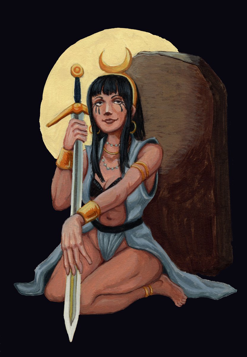 I was feeling particularly inspired while watching Kitchen Nightmares last night, so I did this little painting in my sketchbook. I was fighting off a migraine by the end of it. 
#acrylicpainting #swordandsorcery #fantasyart