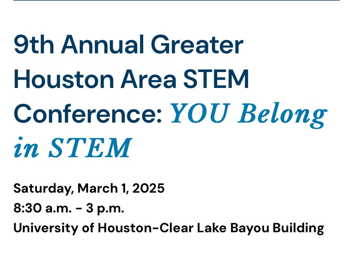 Exciting News! 
I’m thrilled to share that my proposal, “AI Leading the Design and Creation of Project-Based Learning Experiences,” has been accepted for the 2025 Greater Houston Area STEM Conference: YOU Belong in STEM! 

#UHCLSTEM25 #STEMEducation #AIinEducation #PBL
