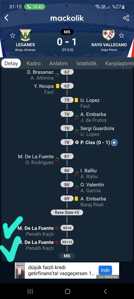 Bir golü bize çok gördünüz.
Gracias equipo.. 
 <a href="/CDLeganes/">C.D. Leganés</a>