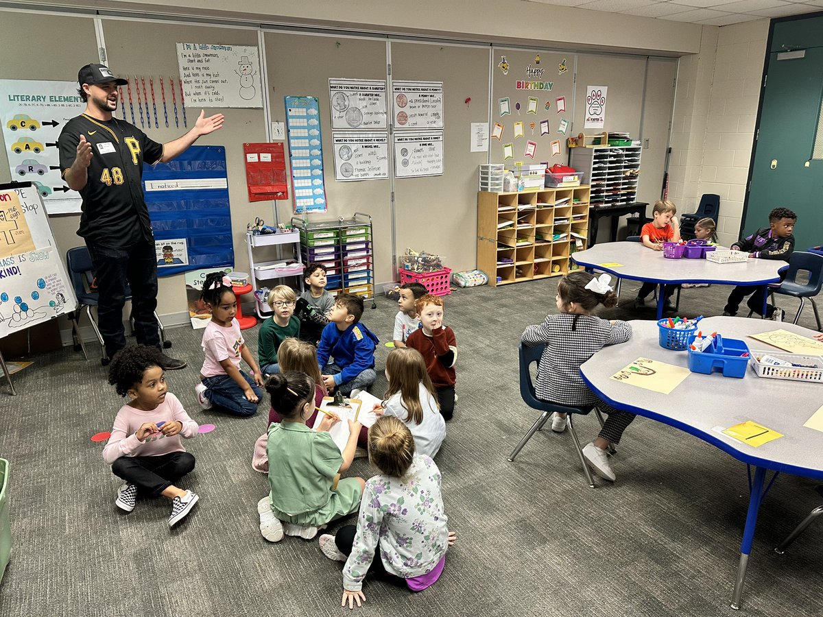 LadyBTeaches's tweet photo. Today was Career Day and Future Friday for these Kinder Bulldogs! We had a special guest, Tyler Beede, come to visit us who has played MLB! He told us what it took to become a professional baseball player and he gave away some signed balls. Super cool! @HumbleISD_FE https://t.co/fJIsUx1qGn