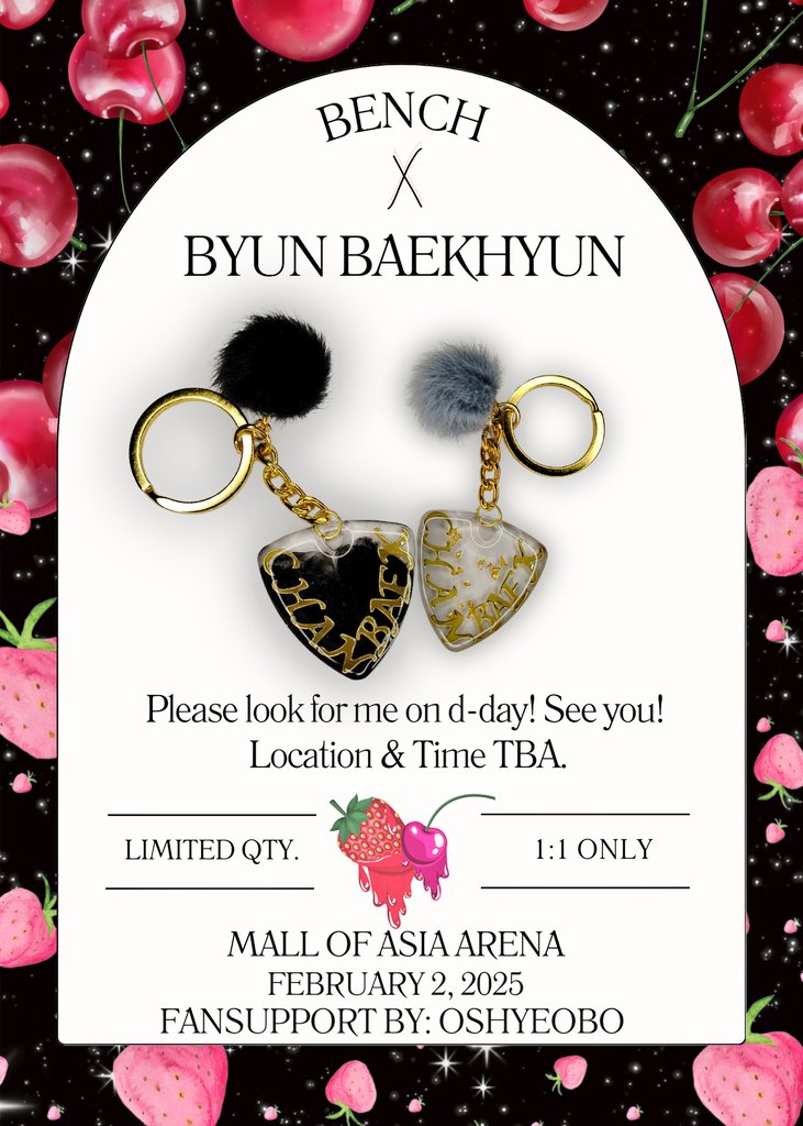 ˚ ༘ ೀ⋆｡˚The BEST DAY with BAEKHYUN˚ ༘ ೀ⋆｡
Fansupport by: <a href="/OSHyeobo/">𐙚⋆°. Bestie Hazel.°⋆𐙚</a>

🍓 Repost + Like
🍒 Show proof on d-day
🍓 No need to follow.
🍒 1:1
🍓 For my CherryBerry ghorlies only
🍒Show this post

#TheBestDayWithBENCH #백현 #BAEKHYUNFANMEET2025 #BAEKHYUNinManila  #BENCHxBAEKHYUN