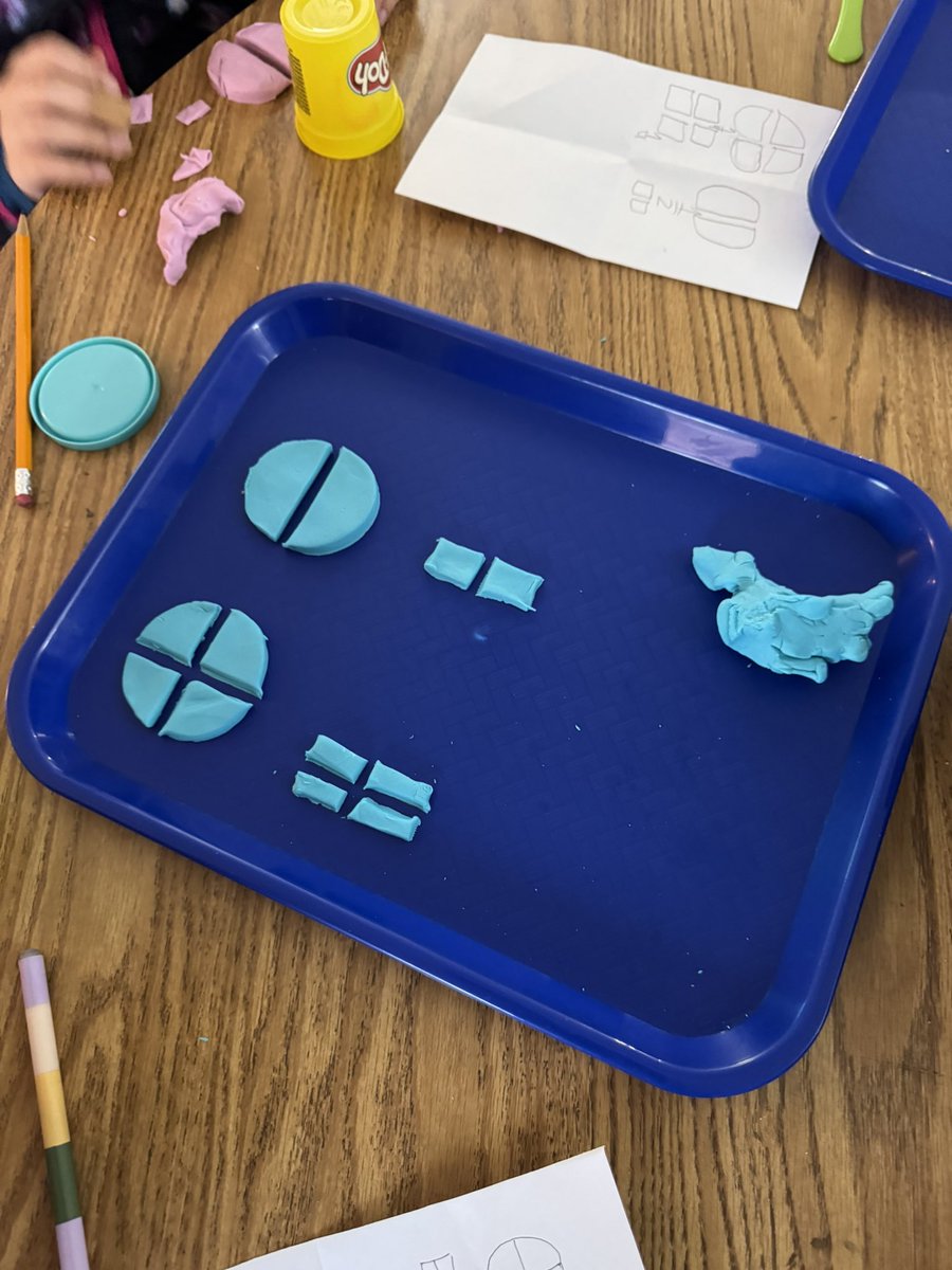 PowellinPrimary's tweet image. Who doesn’t love partitioning @PlayDoh shapes into equal parts?! #fractions #thirdgrade #sbcebobcats