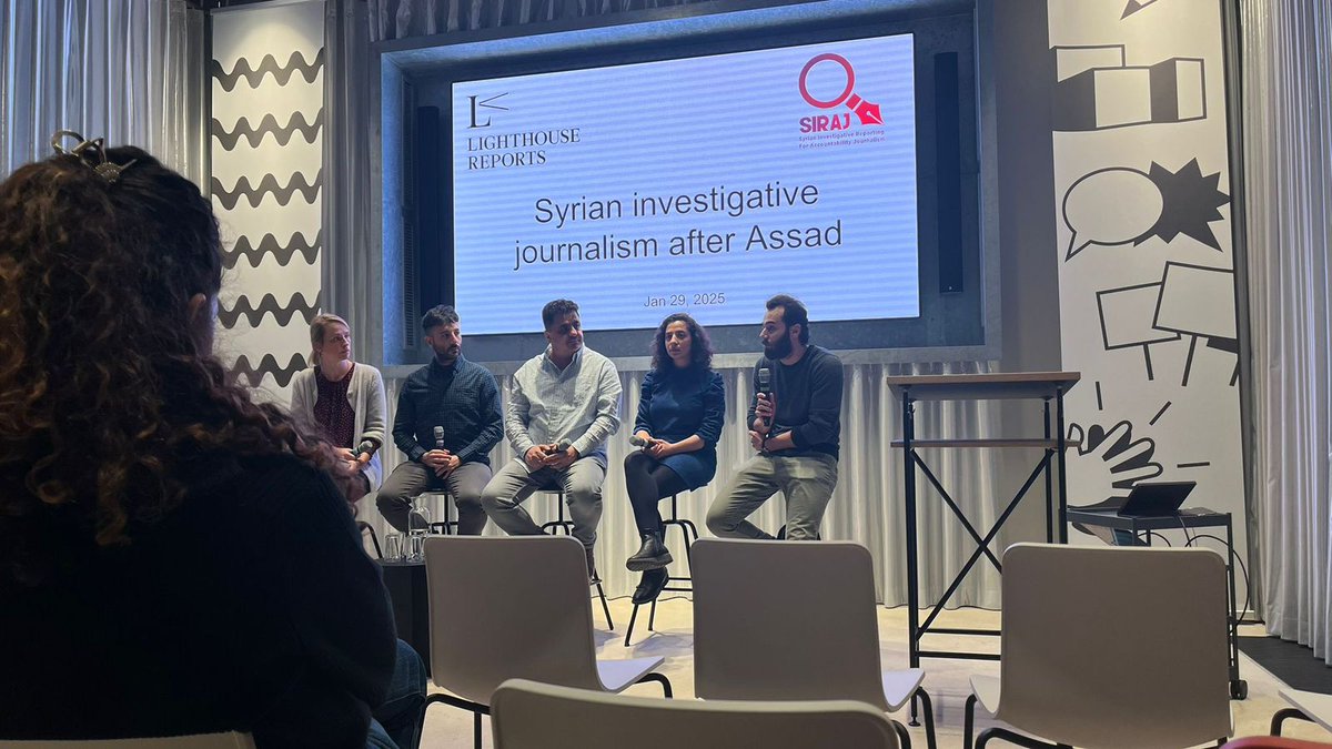 Grateful to join <a href="/LHreports/">Lighthouse Reports</a>, <a href="/SIRAJ_SYRIA/">SIRAJ</a>, and *Publix Berlin* to discuss investigative journalism in Syria after Assad. Challenges remain, but our role is to hold the former regime accountable and monitor the transitional government. A free press is key to Syria’s future.ber