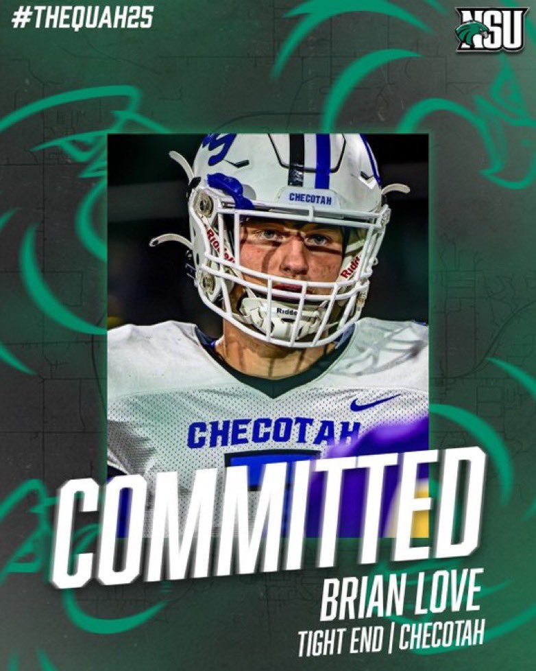 Brian Love (@brianlove_11) on Twitter photo After a good talk with <a href="/CoachSuth74/">Noah Sutherland</a> I am pleased to announce that I am officially a Riverhawk 🟢 I am excited for this new journey!!
<a href="/NSU_Football/">Northeastern State Football</a>
<a href="/CoachRossz/">ZRoss</a> After a good talk with <a href="/CoachSuth74/">Noah Sutherland</a> I am pleased to announce that I am officially a Riverhawk 🟢 I am excited for this new journey!!
<a href="/NSU_Football/">Northeastern State Football</a>
<a href="/CoachRossz/">ZRoss</a>