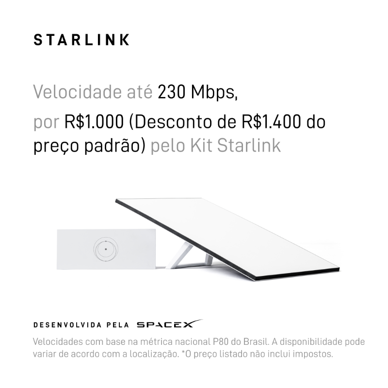 Starlink's tweet photo. Sem contratos de longo prazo.
Fácil de comprar on-line.