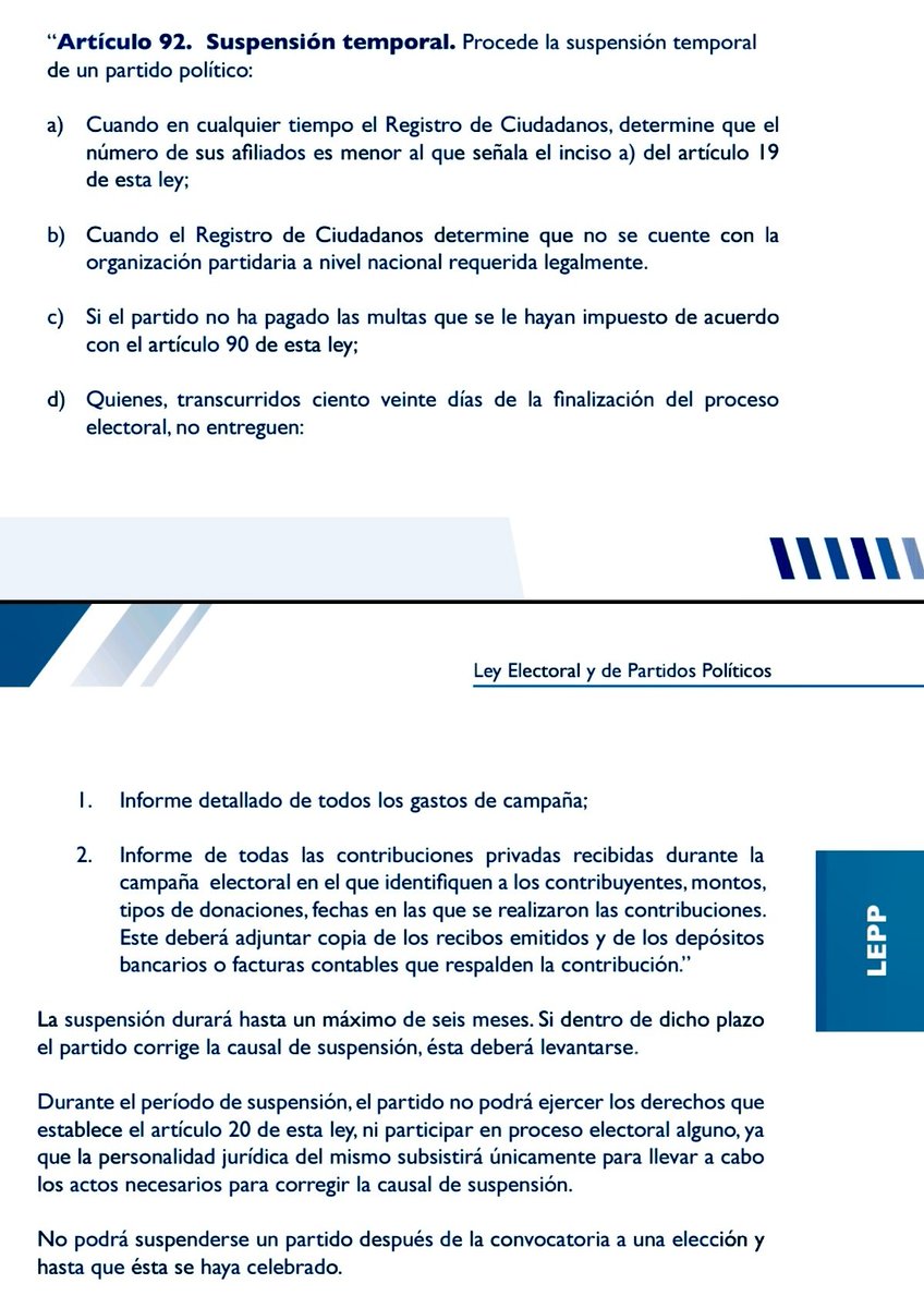 Pyotr_Velikiy's tweet image. Suspención y cancelación de partidos políticos según la #LEPP 

Artículos 92, 93 y 94 
@TSEGuatemala

acrobat.adobe.com/id/urn:aaid:sc…