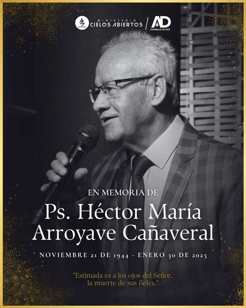 Honramos la memoria de un Héroe de la fe, un ejemplo de siervo y hombre valeroso.
Pastor Héctor María Arroyave Cañaveral, 21 de noviembre de 1944 – 30 de enero 2025... instagram.com/p/DFgG_6NRMw8/…