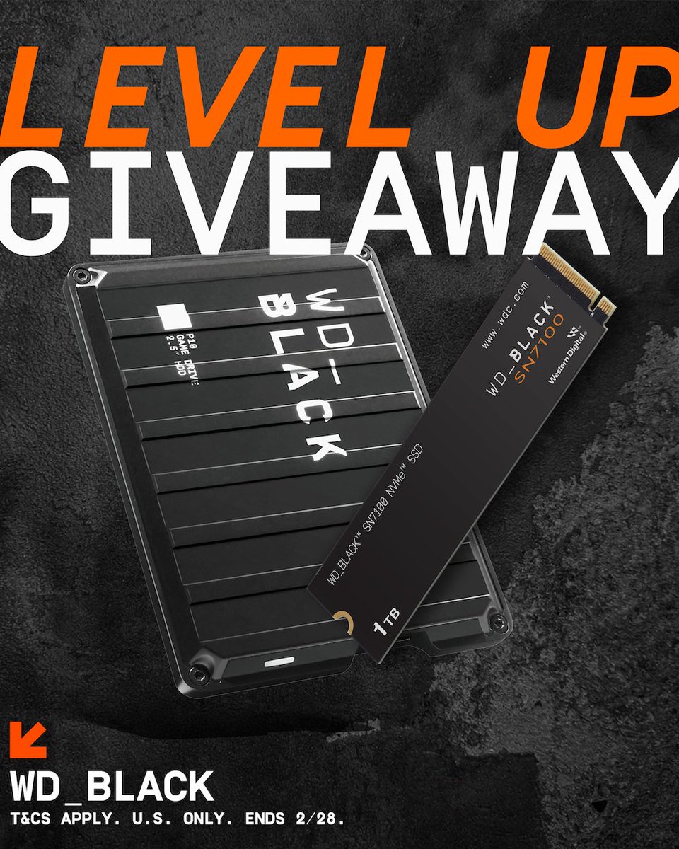 Level up your speed and storage! Enter for a chance to win a 6TB WD_BLACK P10 to store your game library and a WD_BLACK 1TB SN7100 with level-conquering speeds.

Enter here 👉 bit.ly/40XfACn

*T&amp;Cs apply. U.S. Only. Ends 2/28.