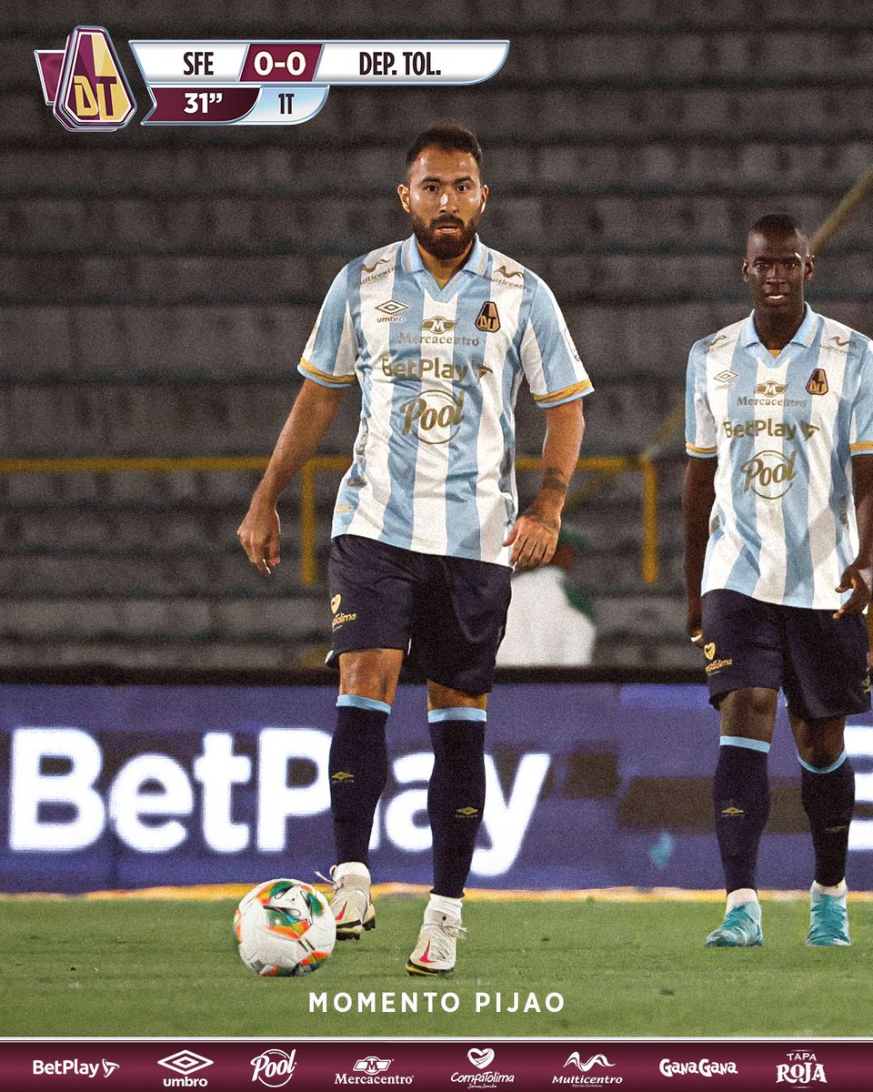 cdtolima's tweet photo. 31’ ⏱️ #MomentoPIJAO. 

| Santa Fe 0-0 Deportes Tolima | https://t.co/4nD8284dyT
