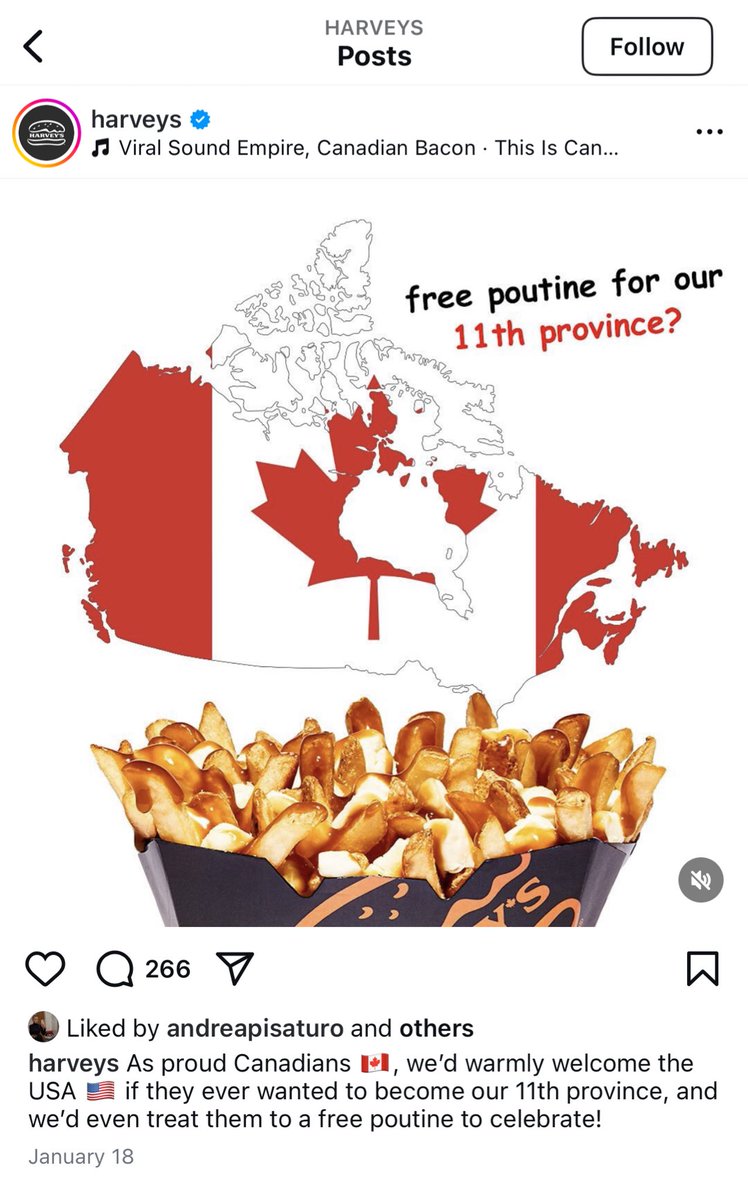 MadelnCanada's tweet image. #BREAKING: Harvey's is offering free poutine to Americans if the USA becomes the 11th province of Canada 🇨🇦 🤝