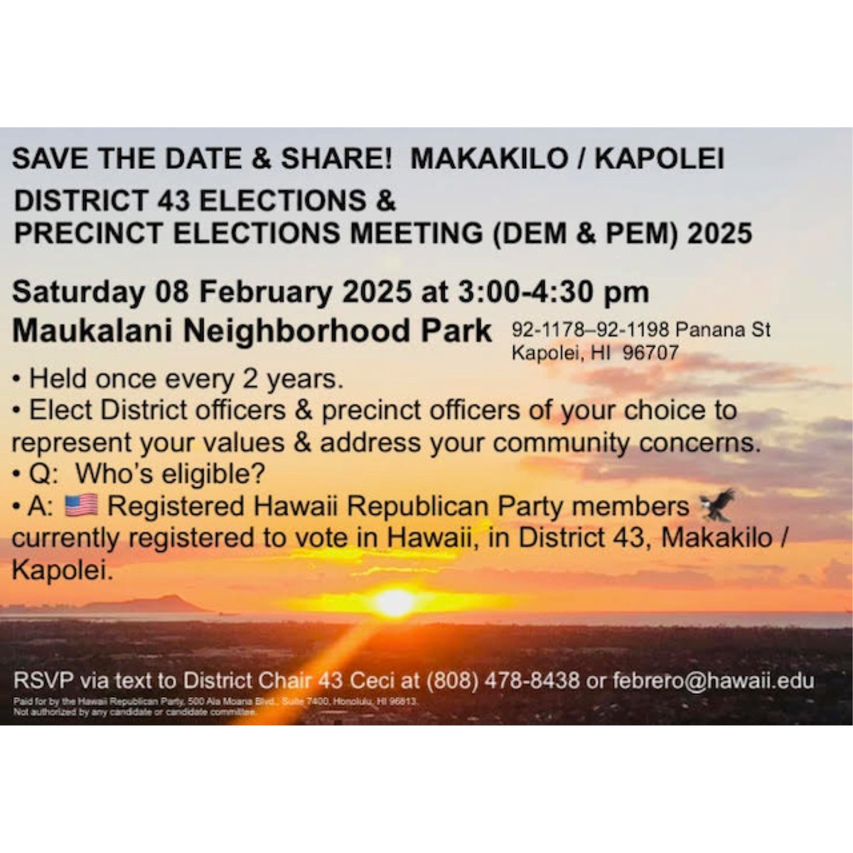 OahuGOP's tweet photo. 📢SAVE THE DATE - FEBRUARY 8
@TheHawaiiGOP https://t.co/AyZe5rpTUH