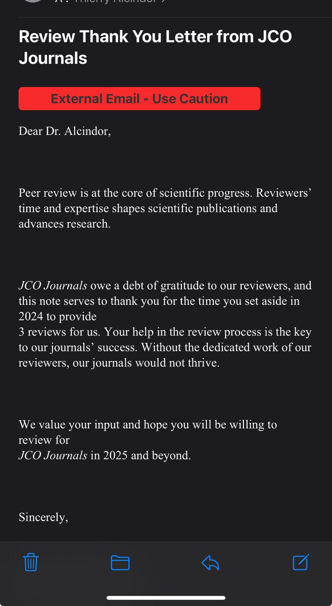 All acknoledgements matter, including a thank-you letter from an organization like ⁦<a href="/ASCO/">ASCO</a>⁩ !