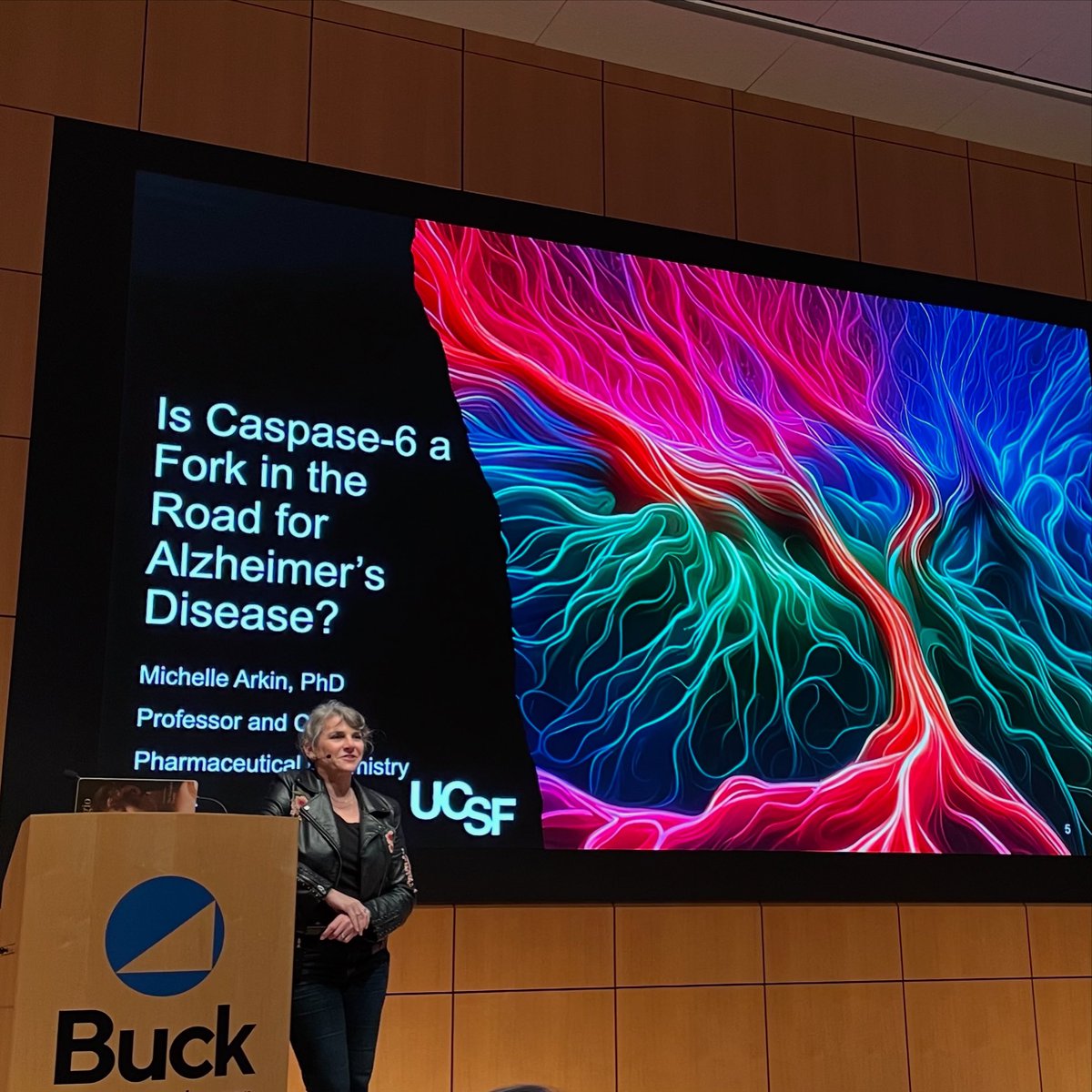Buck Institute (@buckinstitute) on Twitter photo Dr. MichelleArkin from <a href="/UCSF/">UC San Francisco</a>, Distinguished Professor in Pharmaceutical Chemistry, was invited by BWISE to give a seminar today. She talked about designing compounds to inhibit Caspase 6 activity to reduce tau toxicity in Alzheimer's disease. Dr. MichelleArkin from <a href="/UCSF/">UC San Francisco</a>, Distinguished Professor in Pharmaceutical Chemistry, was invited by BWISE to give a seminar today. She talked about designing compounds to inhibit Caspase 6 activity to reduce tau toxicity in Alzheimer's disease.