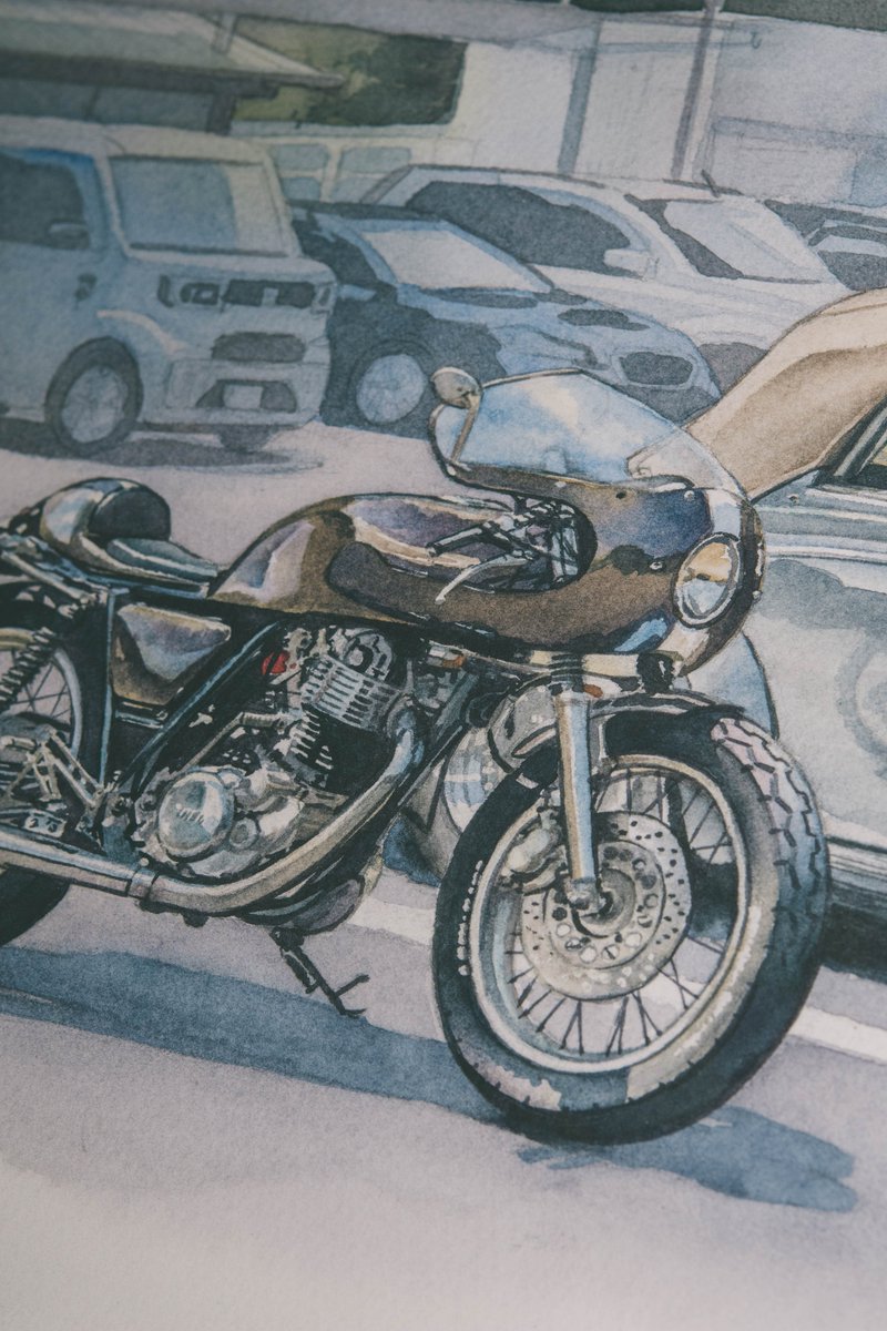 atelier_kosaka's tweet photo. 「SR400 / Beetle」

F6 / 透明水彩 / ウォーターフォード紙

#moto #motodrawing #motoart #drawing #motorcycle #絵 #イラスト #illust #illustration #art #コサカのアトリエ #バイクイラスト #sr400 #watercolordrawing #watercolor #水彩画 #透明水彩 #sr400cafe #caferacer https://t.co/6MuYl3UwT8
