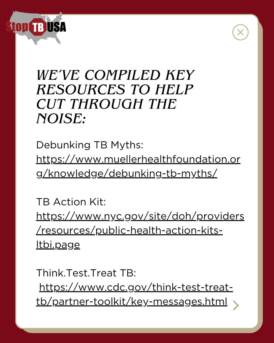 StopTBUSA (@stoptbusa) on Twitter photo A reminder that TB is preventable and treatable. Strong public health systems are key to keeping communities safe. #endtbnow #stopTBnow #StopTBUSA A reminder that TB is preventable and treatable. Strong public health systems are key to keeping communities safe. #endtbnow #stopTBnow #StopTBUSA