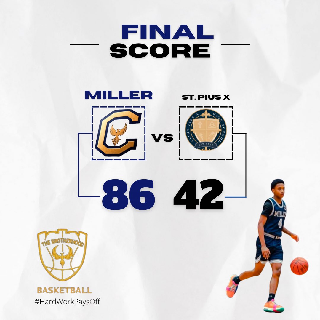 Final score from tonight's game against St. Pius X.

#Brotherhood | #RelentlessEffort