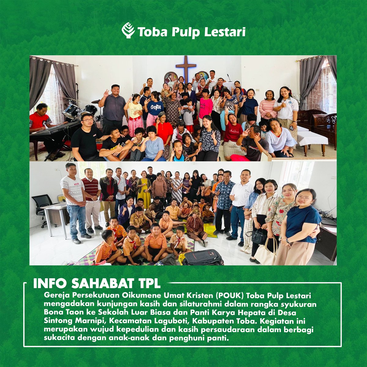 tobapulp_id's tweet photo. Hai Sahabat !
Toba Pulp Lestari ingin membagikan informasi mengenai kegiatan yang dilakukan sepekan ini.
#TobaPulpLestari
#TPL
#TPLHadirBerkontribusi
#LifeatTobaPulpLestari
#GoodForCompany
#GoodForCustomer
#InfoSahabatTPL https://t.co/lyaT1WFckn