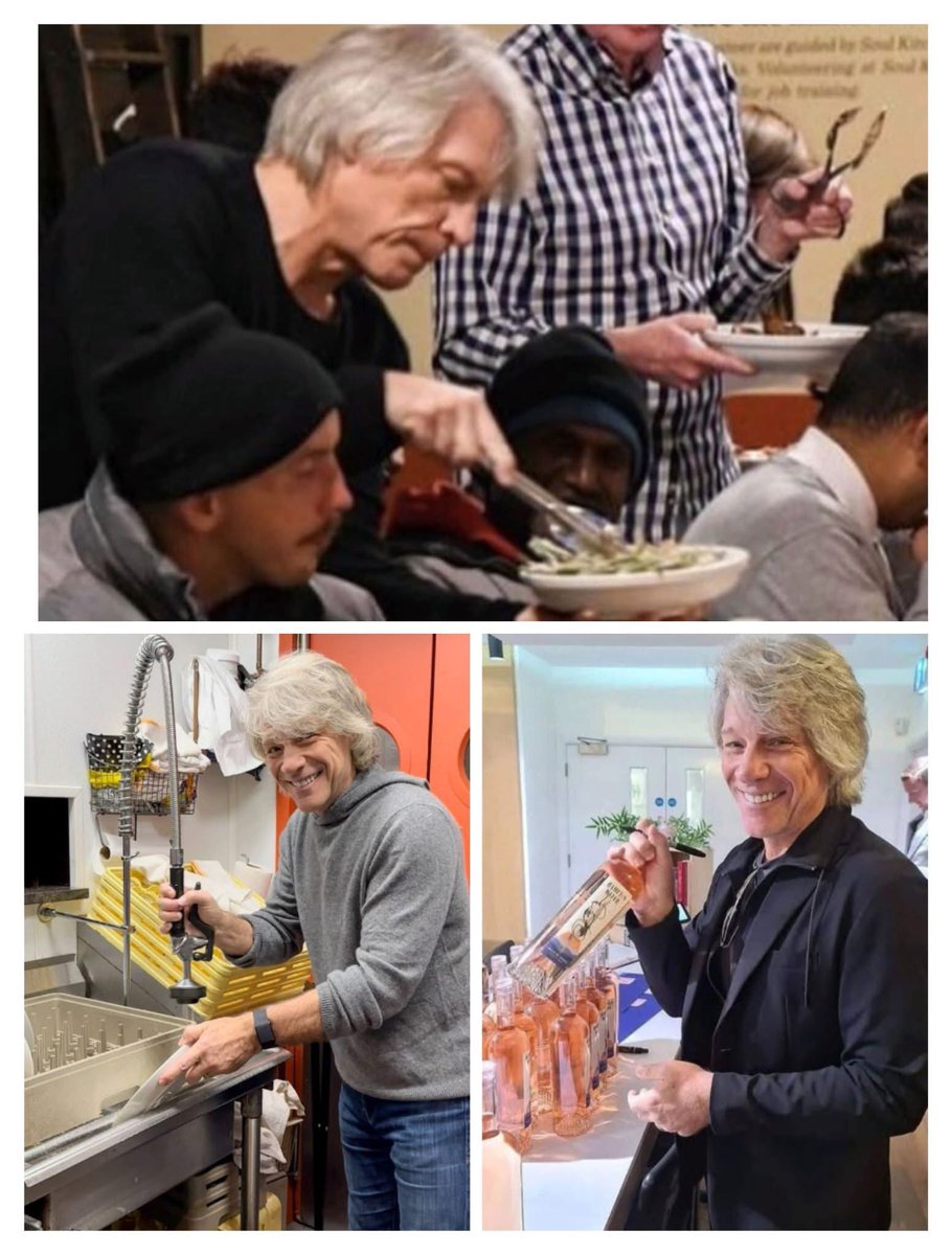 DontCallMeDebby's tweet photo. Jon Bon Jovi wakes up early to start his 4 charity restaurants and help those who need it the most. He cleans the kitchen, prepares the dishes and serves them. 
"Miracles happen every day. Change your perception of what a miracle is, and you'll see them everywhere” #SoulKitchen https://t.co/UL78ILATmS