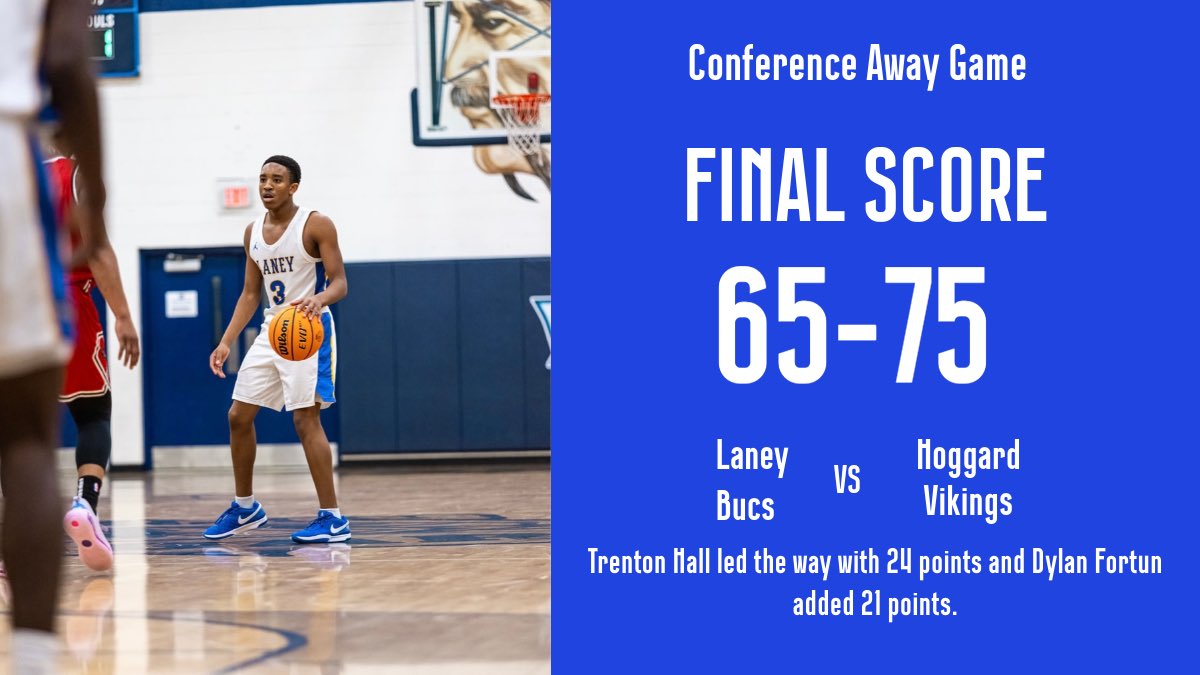 Your Bucs lose to Hoggard 65-75. Trenton Hall led the way with 24 points and Dylan Fortun added 21 points.