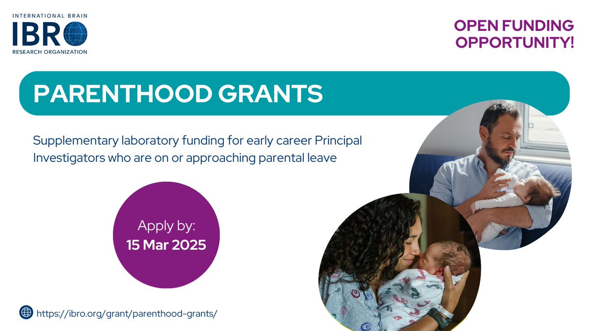 IBRO - International Brain Research Organization (@ibroorg) on Twitter photo Applications are now open for IBRO Parenthood Grants! If you are an early-career #neuroscience PI close to your parental leave, learn more about this #grant & how it can help you! 🧠🫄🍼
👉 ibro.org/ibro-parenthoo…
<a href="/ElfarrashSara/">Sara Elfarrash</a> <a href="/JasonSynaptic/">Jason Shepherd</a> @Constantinatheo Applications are now open for IBRO Parenthood Grants! If you are an early-career #neuroscience PI close to your parental leave, learn more about this #grant & how it can help you! 🧠🫄🍼
👉 ibro.org/ibro-parenthoo…
<a href="/ElfarrashSara/">Sara Elfarrash</a> <a href="/JasonSynaptic/">Jason Shepherd</a> @Constantinatheo