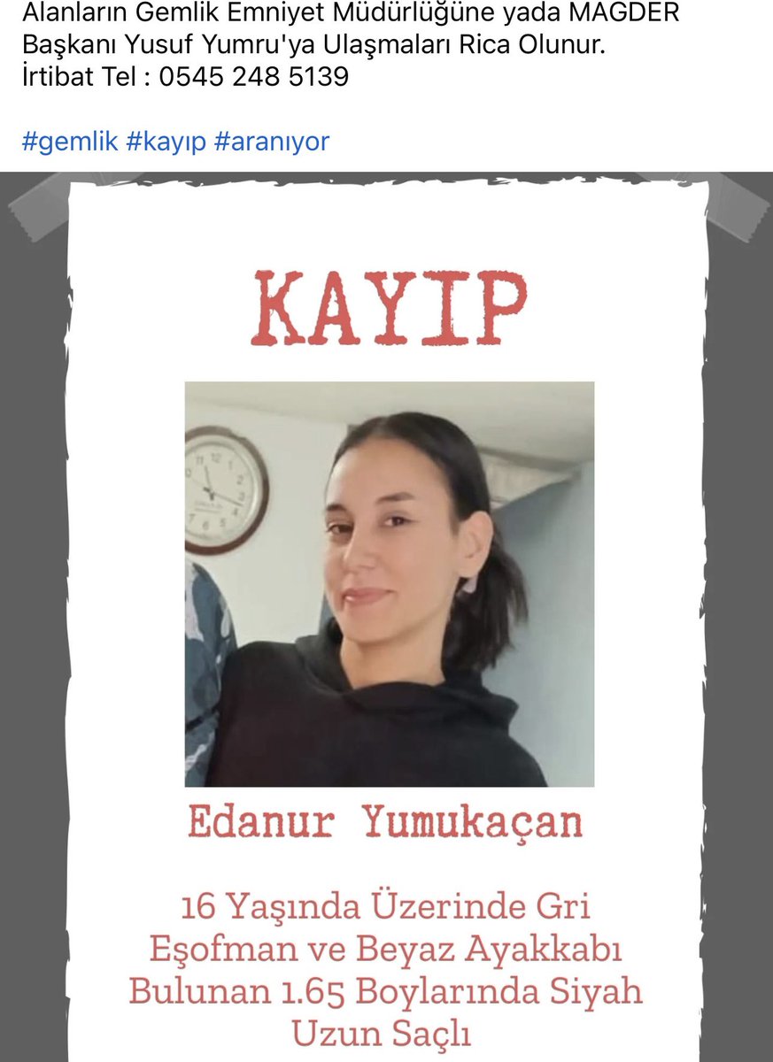 Bursa Gemlik’ta kayıp bir kızımız var yayalım dostlar