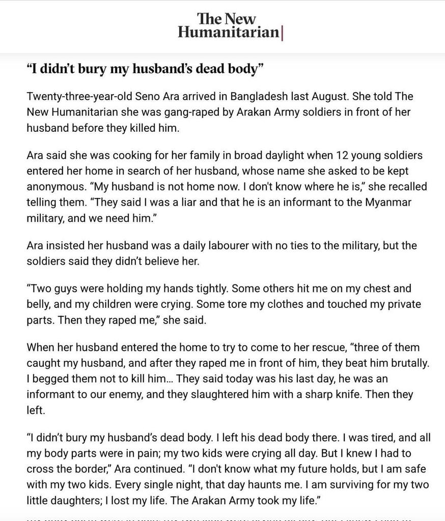 FIslam93409's tweet photo. I didn't bury Mya husband's dead body.
A heartbreaking story of a Rohingya's mother.
#HumanityProtocol
#Savetherohingya
#Womenrights https://t.co/WhKbr8hooe