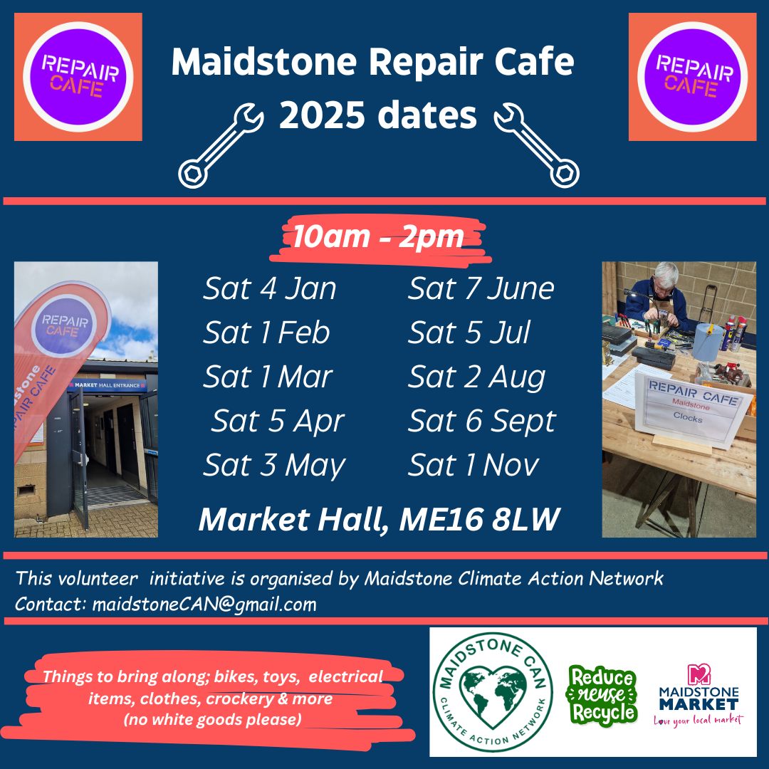 Maidstone Market is buzzing this morning, we have 30+ stalls with a wide range of different offerings. Open 7:30am to 1:00pm. Additionally we have our unmissable Repair Cafe in the Market Hall from 10:00am to 2:00pm. Now that January is over let's get out and about.