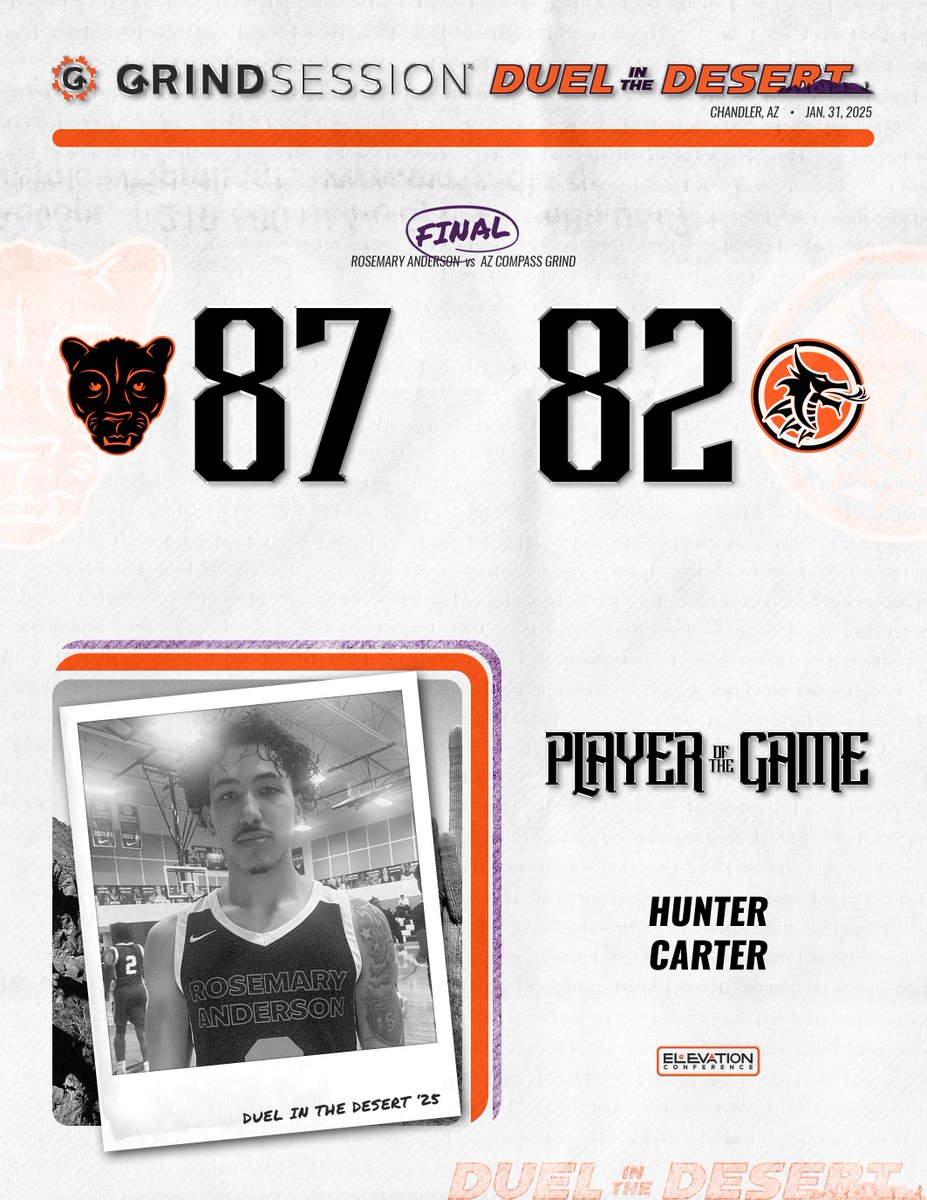 FINAL
Rosemary Anderson (OR) 87
AZ Compass Grind (AZ) 82
Player of the Game: Hunter Carter