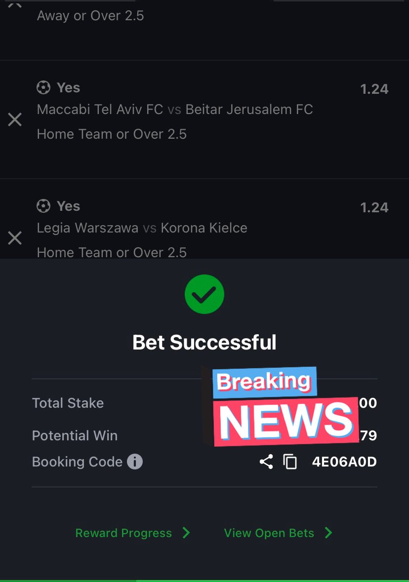 DavsmartMEDIA_1's tweet image. This option suppose boom
Fav team to win or over 2.5 with first half under 2.5 goals
๐๐๐๐๐๐ฅ๐ฅ๐ฅ๐ฅ๐ฅ
#Code1 - 4E06A0D = 6k odds
#Code2 - 46779DC = 4k odds
Retweet for others to see ๐ฅ