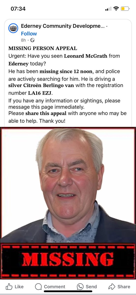 URGENT - see below. If you can help in any way it would be greatly appreciated at this very worrying time. Coordinated search ongoing in Ederney if you can help but keep a close eye out in your own locality. PM me with any info. Please RT