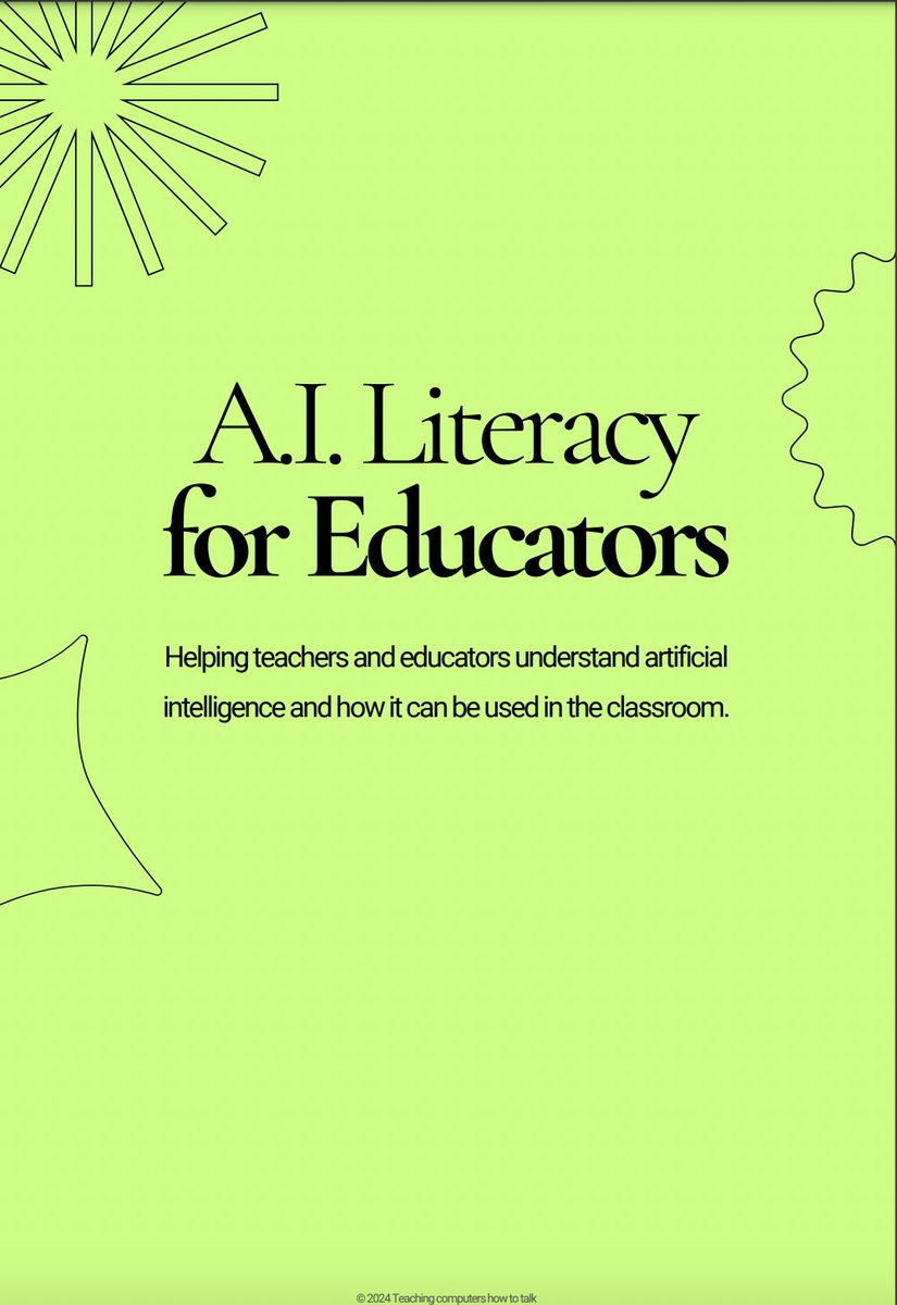 Comparto una sencilla (también algo simple hay que decirlo) y corta (11 páginas) guía sobre #IA para docentes, por si os ayuda a orientaros.

📗AI Literacy for Educators 👇

media.licdn.com/dms/document/m…