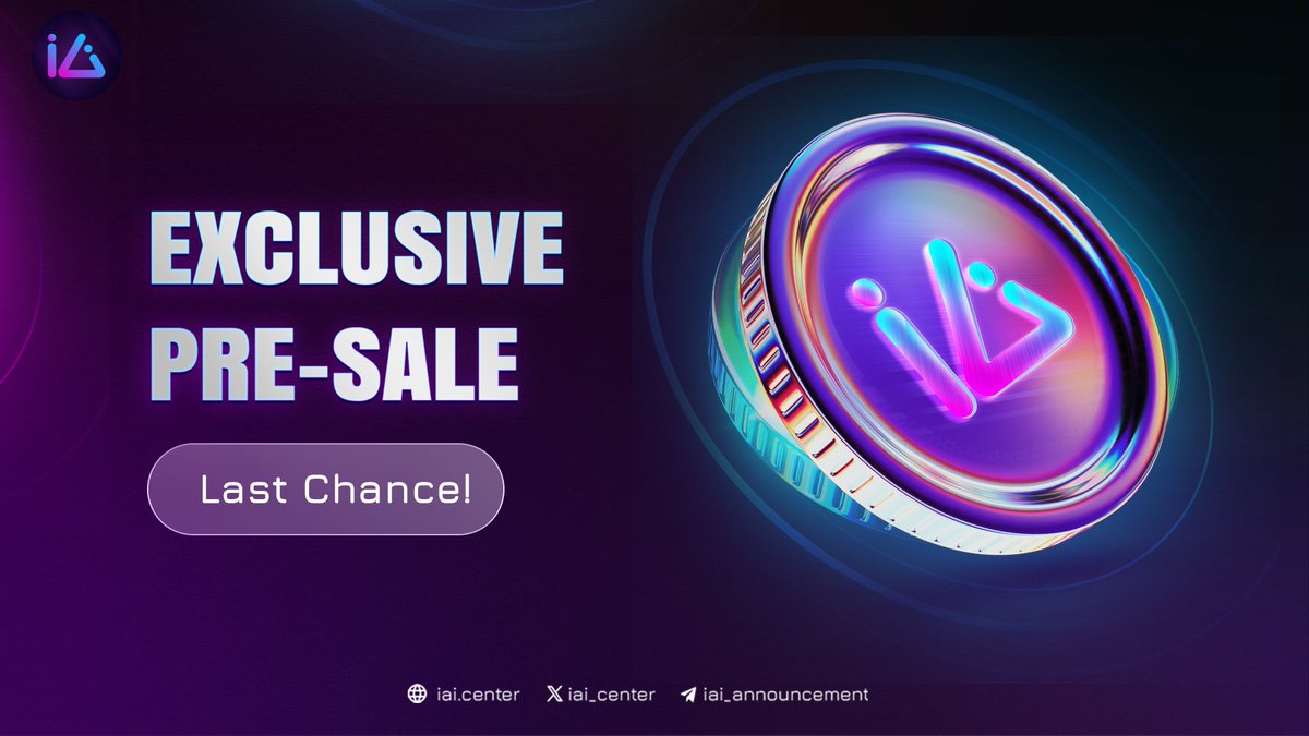 🚀 iAI Pre-Sale Whitelist is NOW OPEN! 🔥

Get ready to secure $iAI Tokens at an exclusive Pre-Sale price!

📝 Whitelist Registration: Feb 1 - Feb 14, 2025
🛒 Whitelist Sale: Feb 10 - Feb 15, 2025

📌 Sign up now: forms.gle/RANmDPJgQMaHj8…

Why Join iAI?
✅ Backed by The Mall