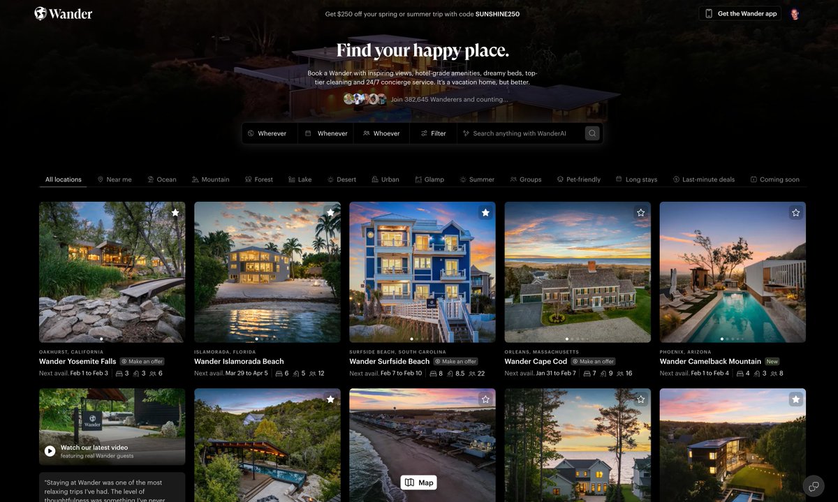 .@Wander just passed 500 total locations, 100 new homes launched and 30% MoM GMV growth during the month of January.