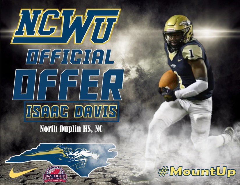 Isaac Davis (@isaacroyal7) on Twitter photo After a great visit today at NC Wesleyan University I am grateful to have received an Official Offer! Thank you <a href="/coachbrooksrb/">Coach Brooks</a> for the opportunity!
<a href="/NCWesleyanFB/">NC Wesleyan Football</a>
<a href="/RebelStrength/">H. Martin</a> <a href="/coachbrhodes/">Brad Rhodes</a> <a href="/CoachLangston11/">Cody</a> After a great visit today at NC Wesleyan University I am grateful to have received an Official Offer! Thank you <a href="/coachbrooksrb/">Coach Brooks</a> for the opportunity!
<a href="/NCWesleyanFB/">NC Wesleyan Football</a>
<a href="/RebelStrength/">H. Martin</a> <a href="/coachbrhodes/">Brad Rhodes</a> <a href="/CoachLangston11/">Cody</a>