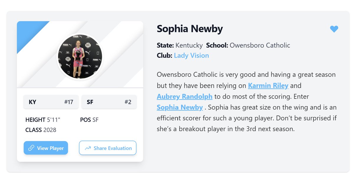 Sophia Newby (@newbysophia) on Twitter photo Thanks for the recognition <a href="/RealCoachQ/">Steve Quattrocchi</a>! Love playing with <a href="/OCathLadyAces/">Lady Aces Basketball</a>!
<a href="/PGHAkeem/">Akeem Webb</a> <a href="/2028LVE/">Lady Vision Elite 2028</a> <a href="/DavidFortner20/">David Fortner</a> <a href="/alyxwhite_/">Alyx White</a> Thanks for the recognition <a href="/RealCoachQ/">Steve Quattrocchi</a>! Love playing with <a href="/OCathLadyAces/">Lady Aces Basketball</a>!
<a href="/PGHAkeem/">Akeem Webb</a> <a href="/2028LVE/">Lady Vision Elite 2028</a> <a href="/DavidFortner20/">David Fortner</a> <a href="/alyxwhite_/">Alyx White</a>