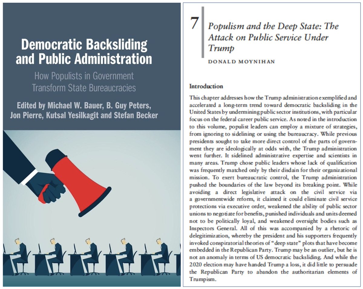 President Trump’s all-out assault on the public administration of the United States makes the analysis in this book very relevant. In particular, Moynihan’s chapter on Trump’s first term is worth a read.

To read Moynihan’s chapter: papers.ssrn.com/sol3/papers.cf…