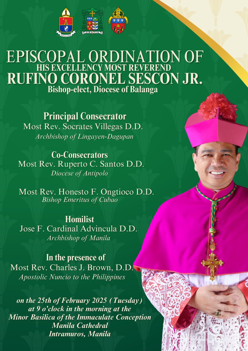 rcamaoc's tweet photo. Ordination of Bishop Jun Sescon of Balanga.
https://t.co/QWoeyExCmp https://t.co/xM8QzsBKu8