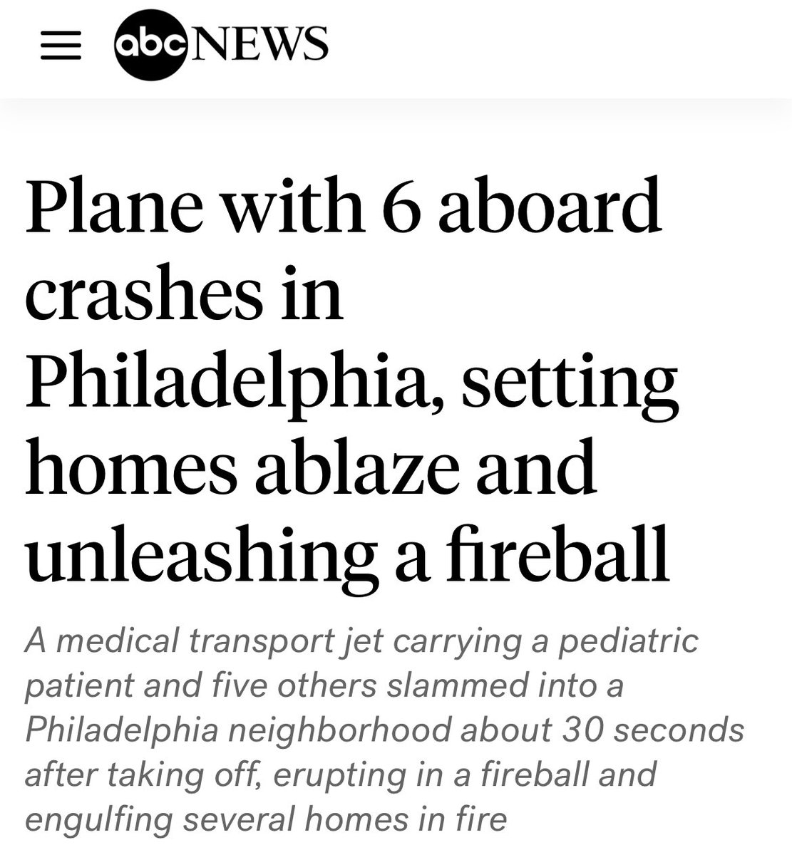 The plane was carrying a child who had just received life saving treatment #phillyplanecrash