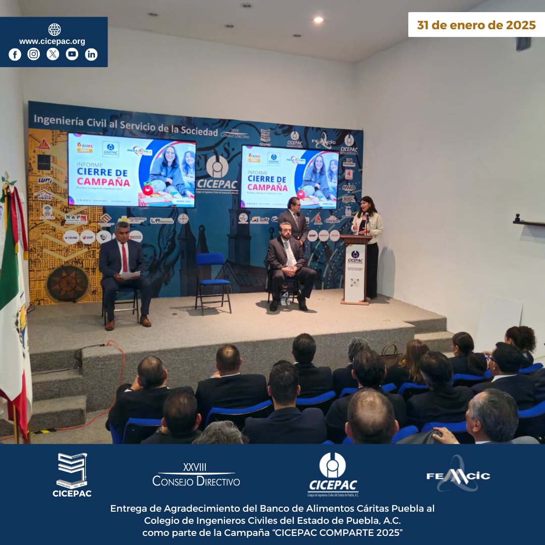 cicepac's tweet image. Entrega de Agradecimiento del @BAMXPuebla al Colegio de Ingenieros Civiles del Estado de Puebla, A.C. como parte de la Campaña “CICEPAC COMPARTE 2025”

#CICEPAC #BAMX #CÁRITAS #arroz #frijol #ingenieríacivil #Puebla