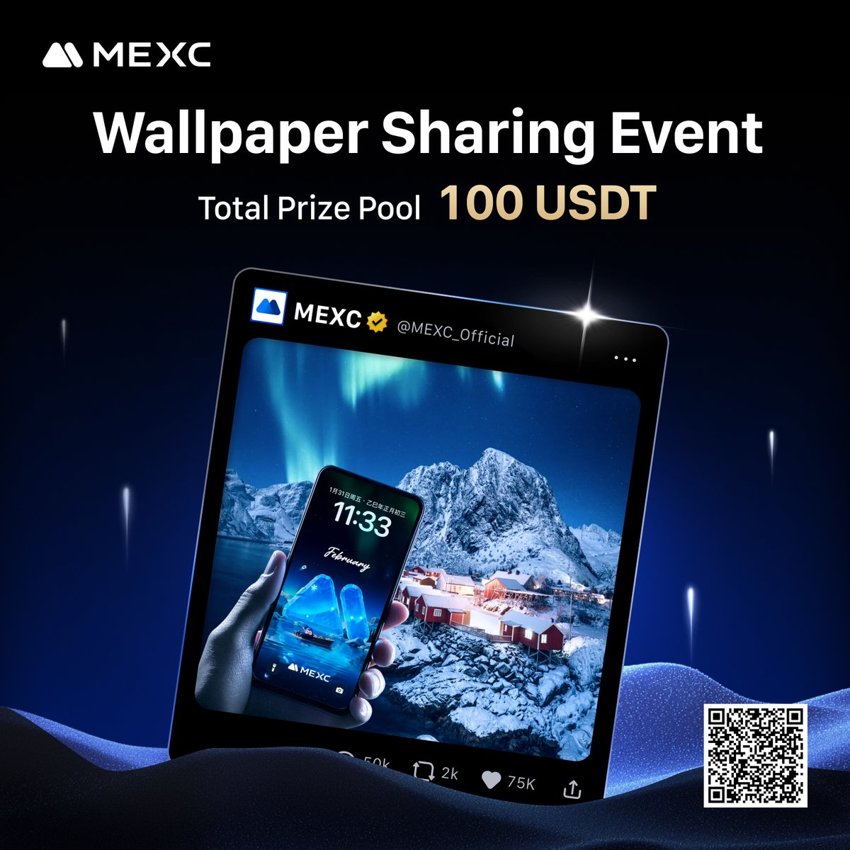 MEXC's tweet photo. 🖥💻📱Ready to refresh your screens? Join us for the #MEXC February Wallpaper Sharing Event! 

Take a nice picture, submit it in the comment, and get a chance to win from the 100 $USDT prize pool! 

Enter now ⤵️
https://t.co/OtBLw3mBWO https://t.co/z1v95k29zB