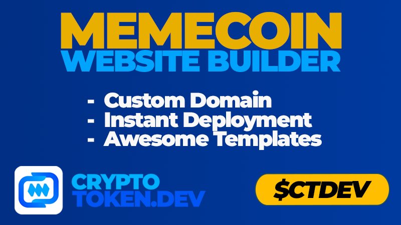 munizchris's tweet photo. $CTDEV - Memecoin Website Builder  (LIVE & RUNNING PRODUCT)

⚡️ Instant deployment
✅ No monthly Hosting fees
🛒 Use Solana - $CTDEV tokens or checkout via recent collab with Helio 
🤝 In talks w/ token launchpads for seamless token and website instant deployment together & much more on the way!

3szLtB2NLN1K3Jq91jf9sfGLobW8zMvxkc7UQ7qumoon