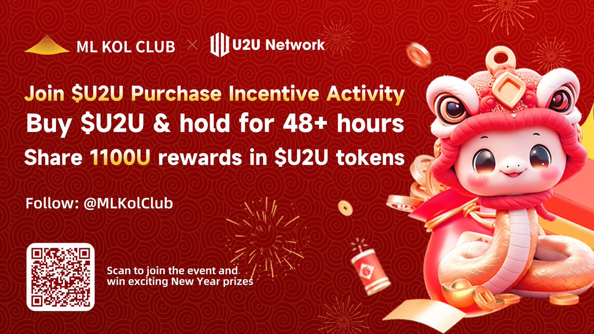 BSKolClub's tweet photo. $U2U Token Purchase Incentive Activity is ongoing🔥🔥
The ML KOL Club, in collaboration with U2U Network, is launching a special New Year event! Between January 29th and February 3rd, purchase $U2U tokens for a chance to share 1100U $U2U token rewards 💰💰
📢 Detailed rules:
1. Between January 29th and February 3rd, the first 30 users who meet the condition of a net purchase of $U2U tokens (purchase - sale) greater than or equal to 500U and hold their tokens for more than 48 hours can upload their transaction screenshot to receive an equivalent of 20U $U2U tokens as a reward.
2. Users with a net purchase of 3000U or more can participate in a special lottery, with one lucky winner receiving 500U worth of $U2U tokens.
🔗 Click the link to upload your screenshot and participate: https://t.co/rWGoQWx6OQ