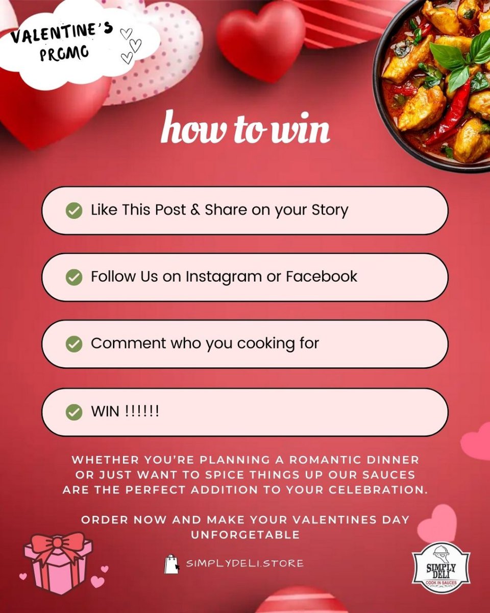 simplydeliSA's tweet photo. Valentine's Special Promo!

Fall in love with Simply Deli and you could WIN A VOUCHER of R450 to purchase any delicious items from our online store. 

Follow the instructions to enter. 

#ValentinesDay #ValentinesGift #SimplyDeliLove #CookingMadeSimple #Giveaway https://t.co/PTBc6US2Lt