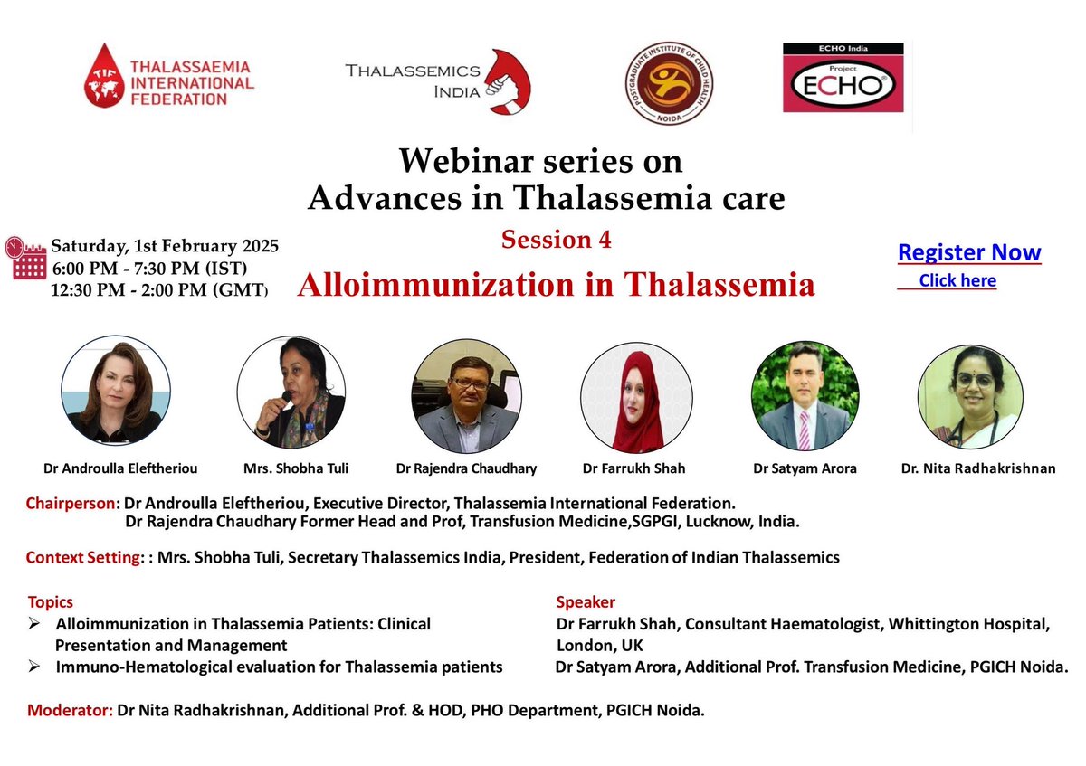 Shobha Tuli (@shobhatuli) on Twitter photo Register in advance for 2dayтАЩs webinar, a part of webinar series in Advancements in Thalassemia Care <a href="/thalindia/">Thalassemics India</a> <a href="/thalassaemiaTIF/">TIF</a> <a href="/nr_pedhemonc/">Nita Radhakrishnan</a> Register in advance for 2dayтАЩs webinar, a part of webinar series in Advancements in Thalassemia Care <a href="/thalindia/">Thalassemics India</a> <a href="/thalassaemiaTIF/">TIF</a> <a href="/nr_pedhemonc/">Nita Radhakrishnan</a>