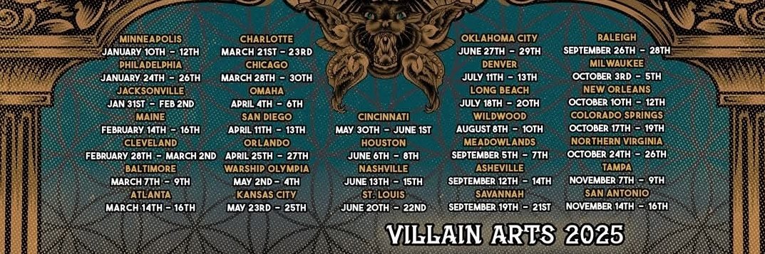 Get your ink on at the Villain Arts Tattoo Arts Festivals!! Here's the 2025 schedule! ������ Don't miss out on these  epic events! #tattoo #festival #2025"